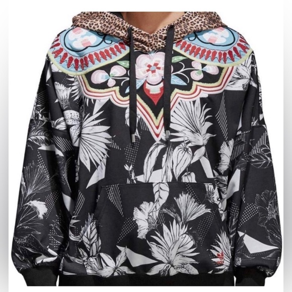 FARM RIO x Adidas Originals. Embroidered floral animal print sweater sz Small. - Picture 5 of 13